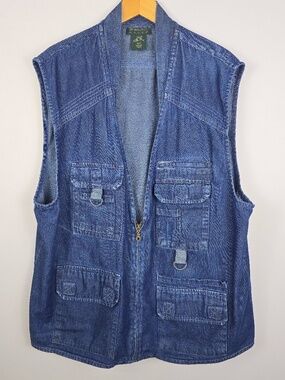 Vintage Scandia Woods Denim Explore Utility Vest Men’s XLG Multi-Pocket Gorpcore
